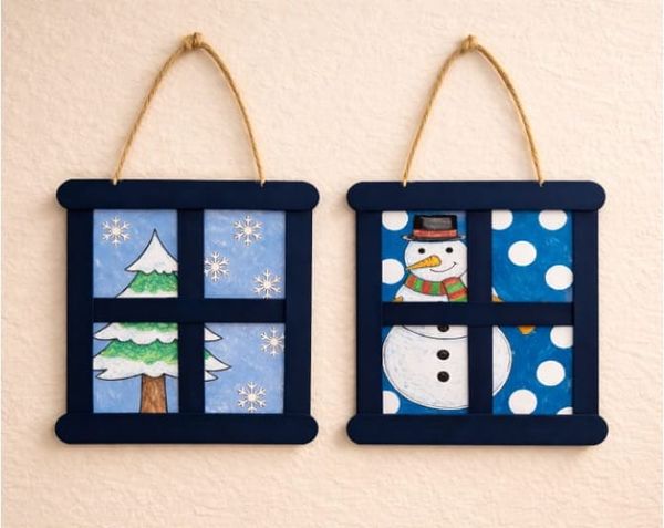 DIY Winter Window Frame Crafts for Kids to Make