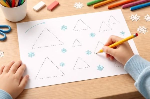 Easy Winter Tracing Worksheet for Preschool