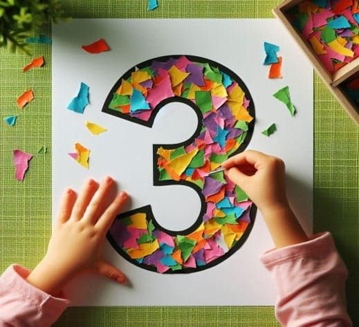 Free Easy Tear and Paste Number Learning for Kids