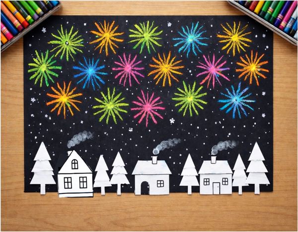 Easy Handmade Winter Fireworks Craft for Kids