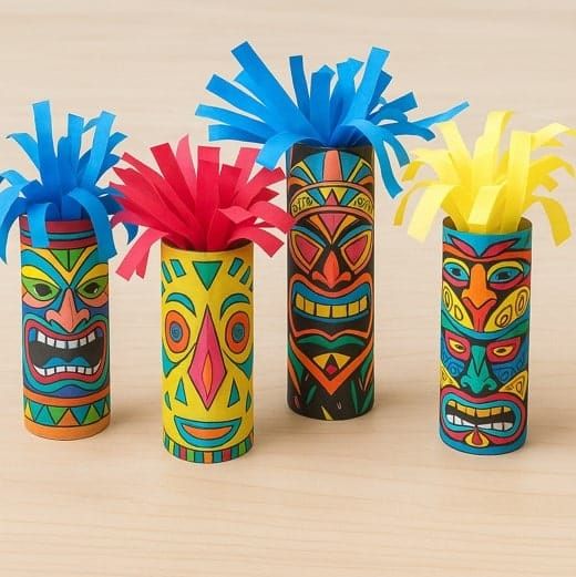 Easy Paper Roll Crafts for Kids: Tiki Totem Art