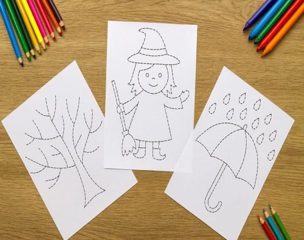 Fun Trace and Color Fall Worksheets for Kids