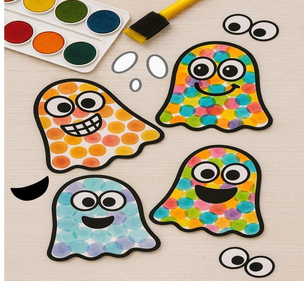 Easy Halloween Ghost Craft for Kids: Paint dot fun