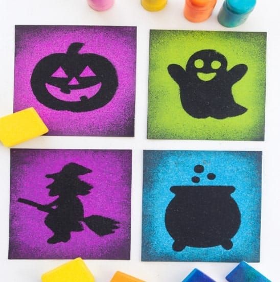Easy DIY Halloween Sponge Stencil Art for Kids