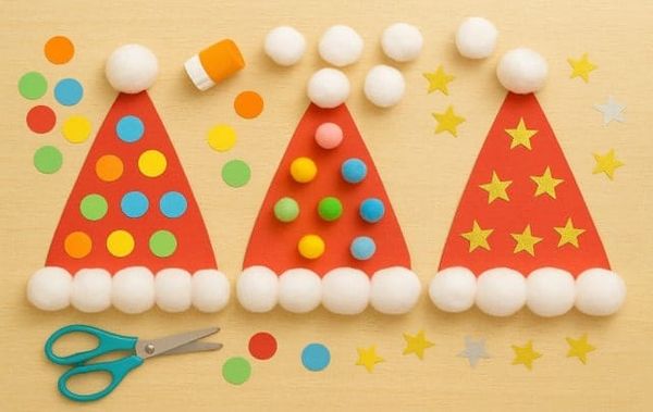 Easy and Simple Santa Hat Holiday Craft for Kids