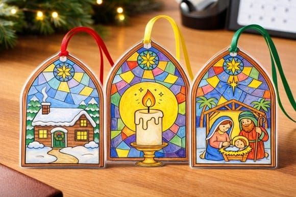 Easy Stained Glass Christmas Ornaments for Kids