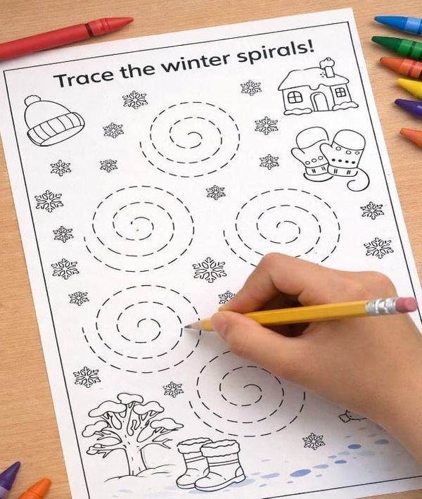 Free Winter Tracing Worksheet for Fine Motor Fun