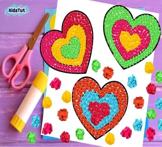 Love & Craft: Make Tissue Paper Scrunch Hearts!