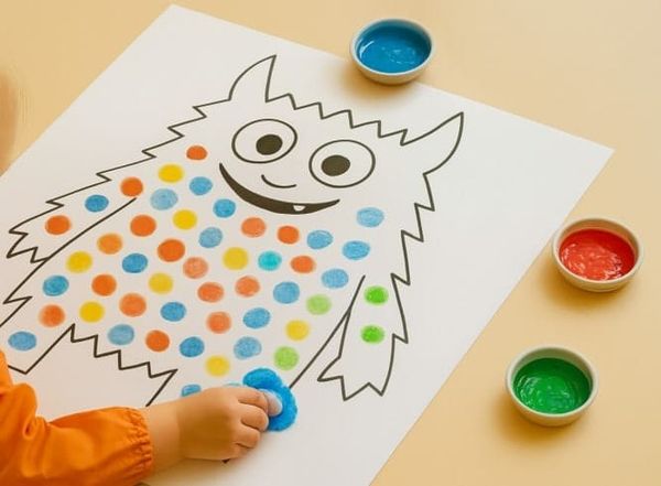 Easy Halloween Monstor Craft: Print & Paint Fun!