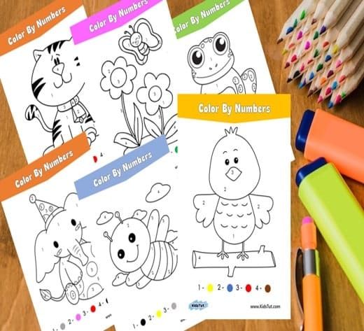 Cute and Easy Color-by-Numbers Sheets for kids
