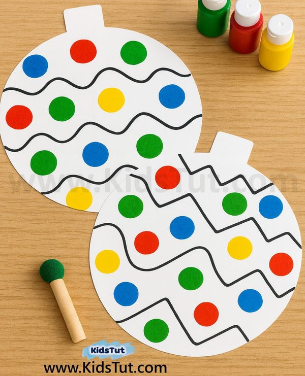 Colorful Dot-Painted Ornaments for Kids