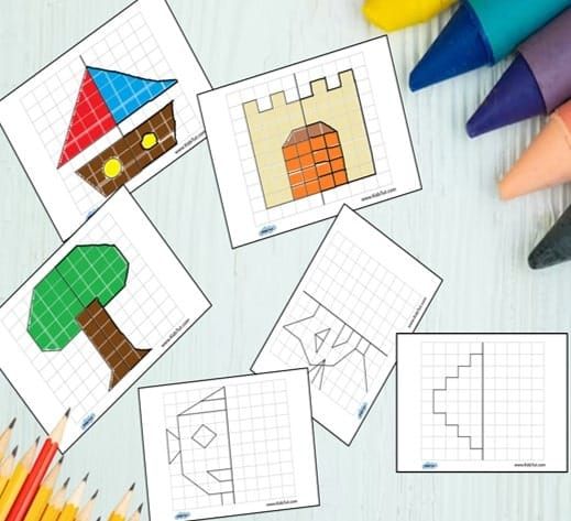 Simple Symmetry Drawing Worksheets for kids