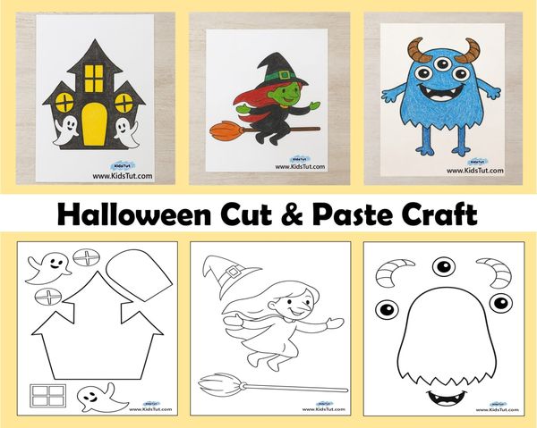 Halloween Cut & Paste Craft: Color, Build & Play