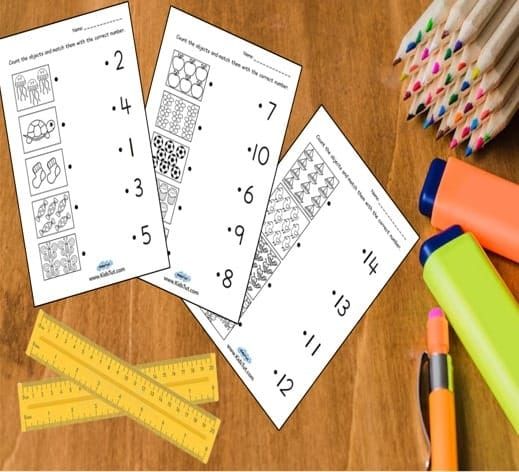 Fun and Easy Count and Match worksheets for kids