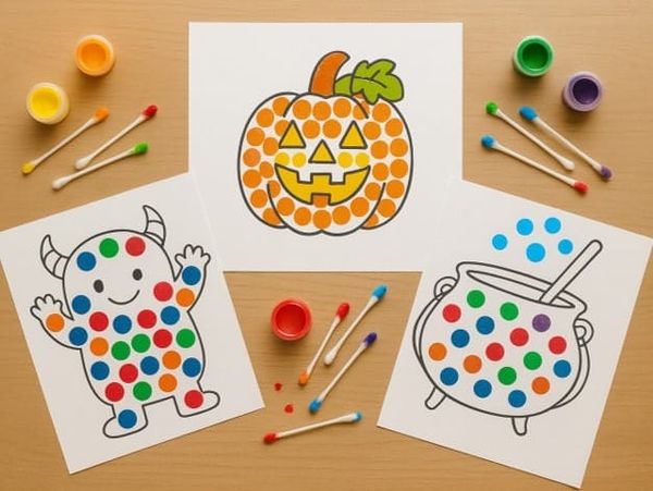 Halloween Dot Painting: Fun Q-tip Craft for Kids