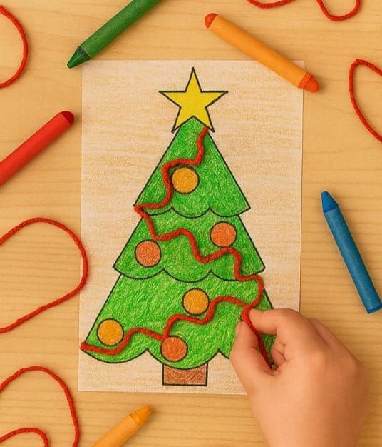 Easy Yarn Garland Christmas Tree Craft for Kids
