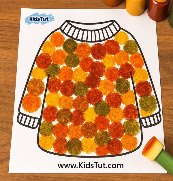 Easy Fall Sweater Craft for Kids: Fun Dot Painting