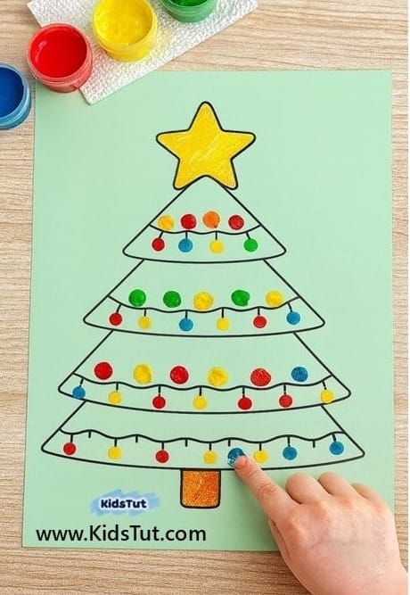 Easy Christmas Tree Craft for Kids with Paint Fun