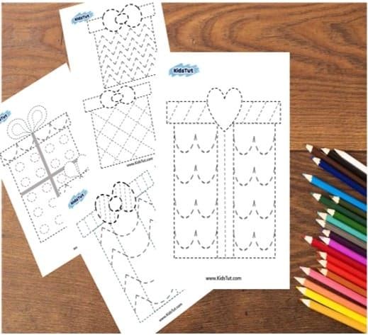 New Giftbox tracing worksheets for kids