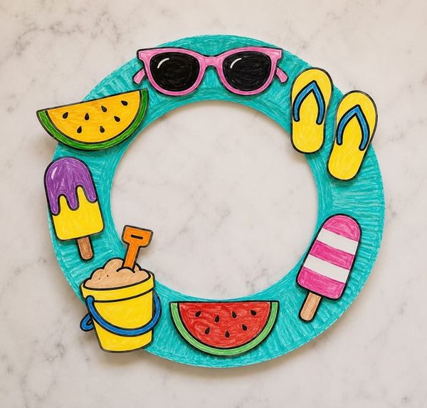 Simple Summer Wreath Art Craft for Kids
