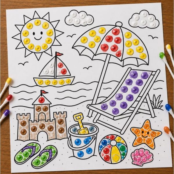 Easy Summer Beach Dot Painting Craft for Kids