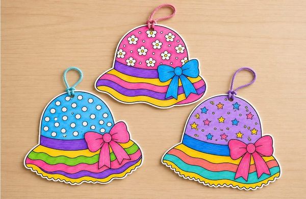 Easy Summer Hat Paper Coloring Crafts for Kids