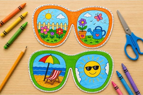 Colorful Summer Sunglasses Art for Kids