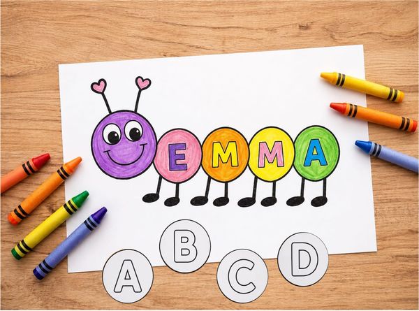Easy Caterpillar Name Craft for Kids