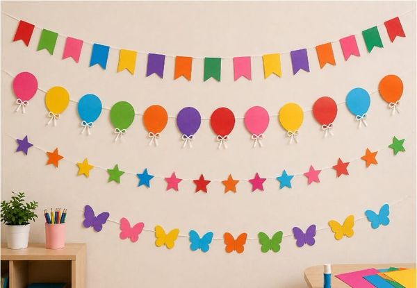 Colorful Paper Garland Craft for Kids' Classroom