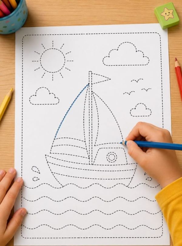Easy Summer Tracing Worksheet for Kids