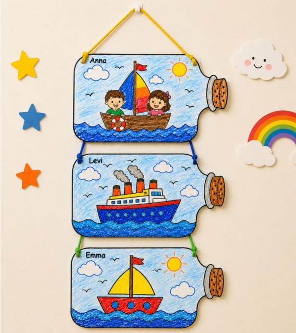 Easy Ship in a Bottle Coloring Crafts for Kids