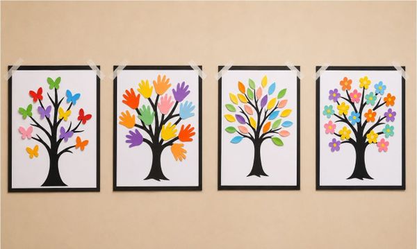 DIY Colorful Tree Wall Art Crafts for Kids