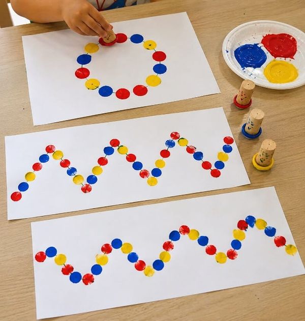 Colorful Cork Stamp Painting for Kids