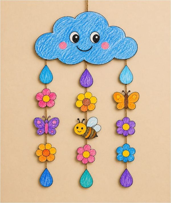 Colorful Cloud Hanging Craft for Kids