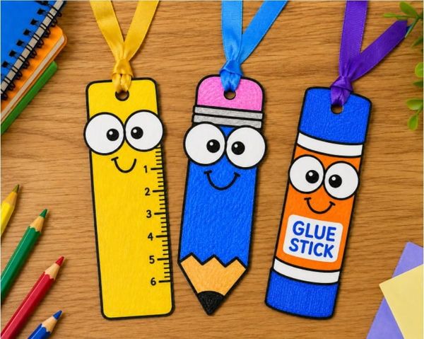 DIY School Supply Bookmark Craft for Kids