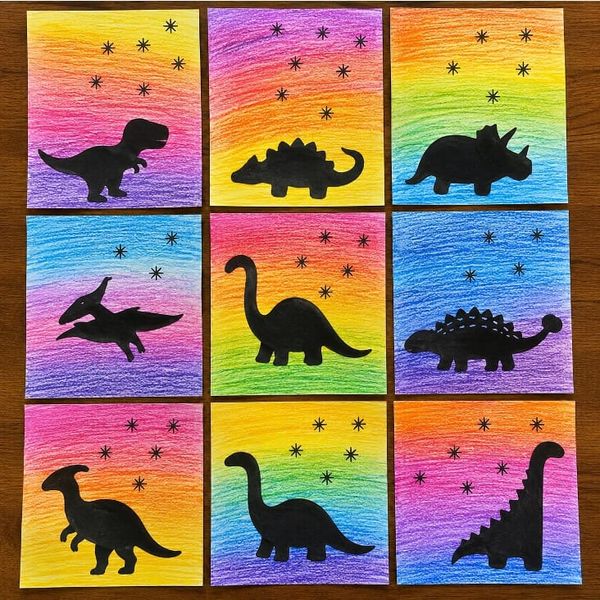 DIY Dinosaur Silhouette Art for Kids