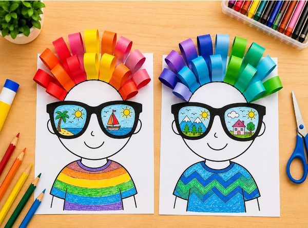 Colorful Sunglasses Face Paper Craft for Kids