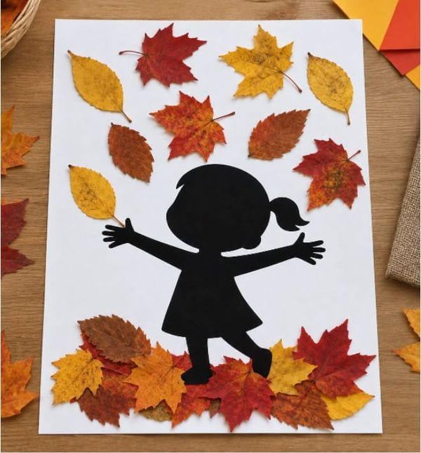 Easy Kid Silhouette with Fall Leaves Craft for Kids