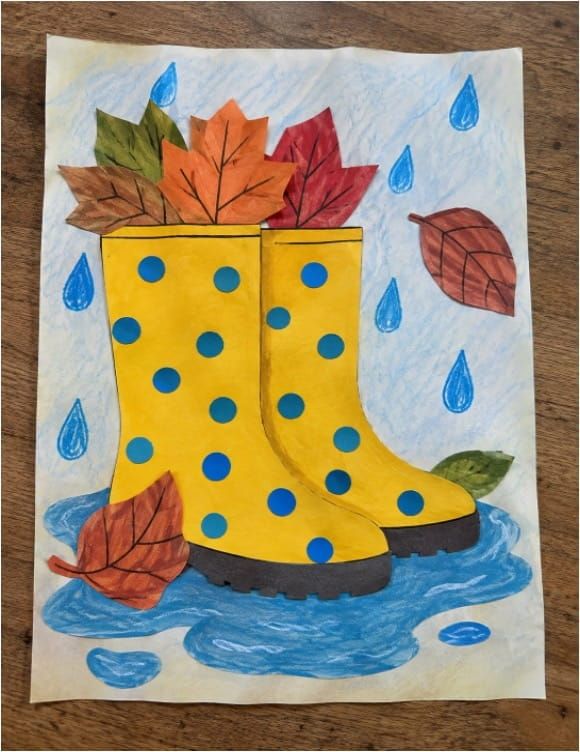 Easy Fall Rain Boots and Leaves Paper Craft for Kids