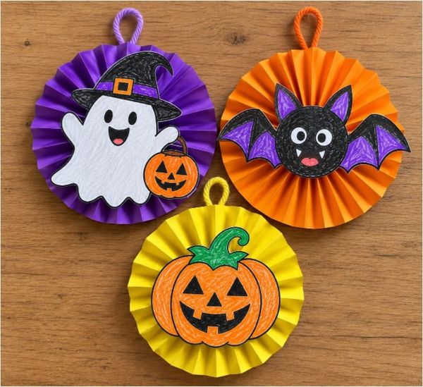 Easy Halloween Paper Rosette Crafts for Kids to Make