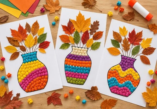Easy Fall Leaves Vase Craft for Kids