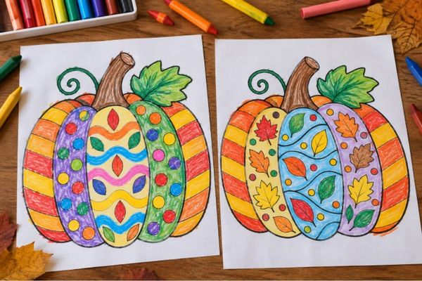 Easy Fall Pumpkin Coloring Pages for Kids to Print