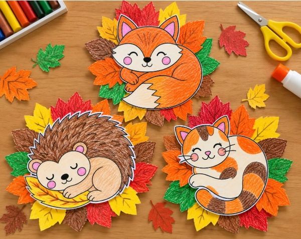 Easy Fall Animal and Leaf Paper Crafts for Kids