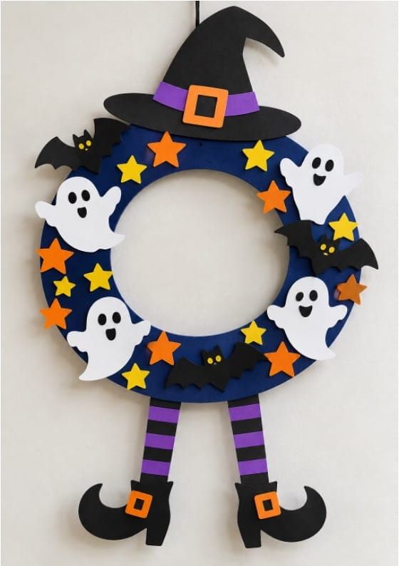 Easy Halloween Witch Wreath Craft for Kids to Make