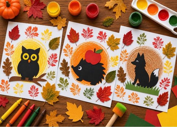 Easy Fall Leaf Printing and Animal Craft for Kids
