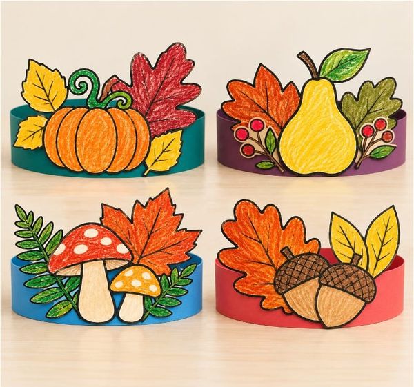 Easy Fall Paper Crown Craft for Kids with Printables