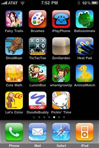 Kid games screen