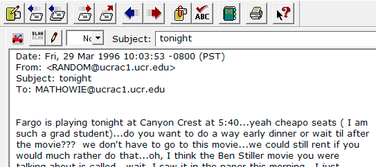 I had to run Eudora.exe in a virtual window to find an email from 14 years ago today