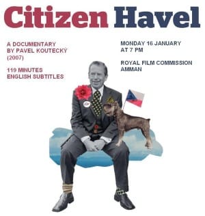 Poster for screening of Citizen Havel -- a Vaclav Havel documentary.