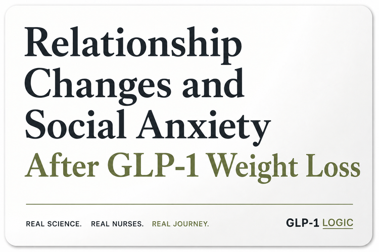 Light elevated title graphic reading “Relationship Changes and Social Anxiety After GLP-1 Weight Loss” from GLP-1 Logic.